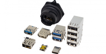 EDAC Standard USB+ family of connectors are available in all types A, B and C in vertical or right angle orientations. USB's combine data and power in a small package. Type C offers ten times the speed of conventional USB's and will mate in either direction.