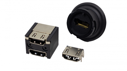 HDMI connectors follow industry standards and are available in vertical or right-angle orientations. Single or dual port versions are available. These deliver high speed video transmissions resulting in very high-resolution images.