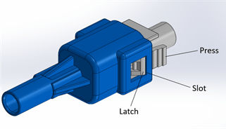 3D VIEW OF DOUBLE LATCH INLINE CONNECTOR