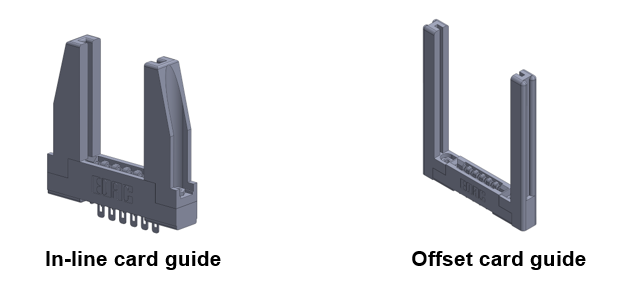In-line and offset card guide for edge connector