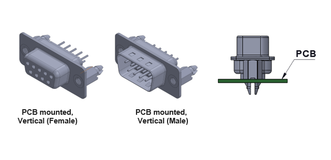 Vertical PCB D-Sub Connector